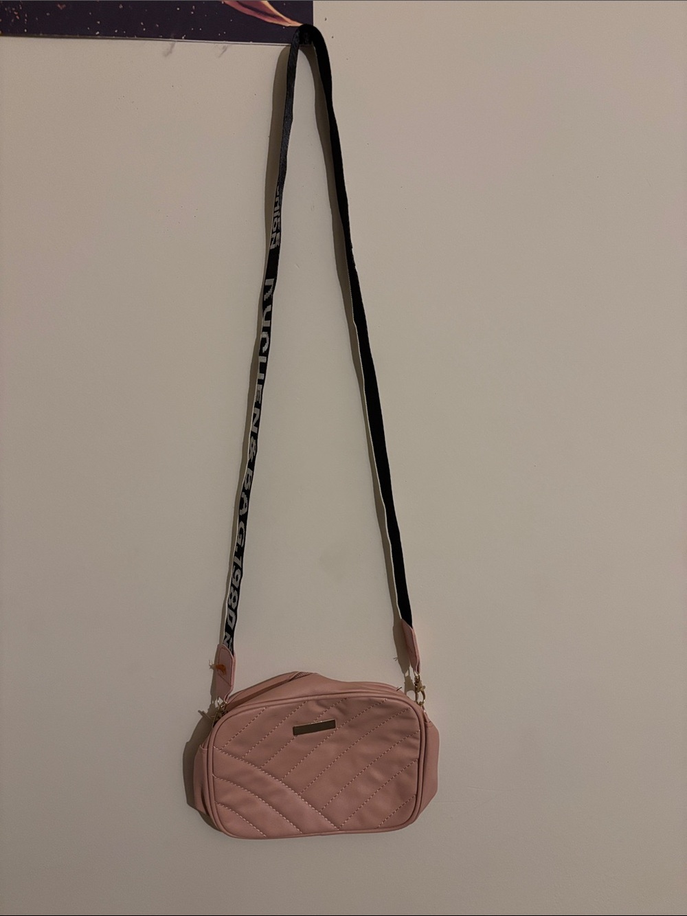 Quilted Pink Crossbody Bag with Detachable Strap